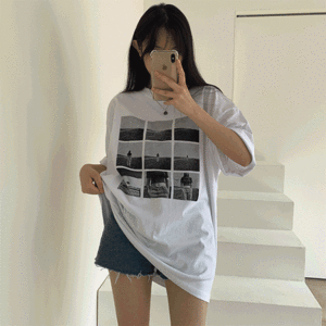 [1+1할인] / [남녀공용/힙하게!] 픽스 라운드넥 프린팅 오버핏 반팔 티셔츠 (2color) - 더핑크