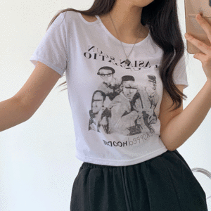 [데일리힙!] 포맨 어깨 트임 크롭 반팔 티셔츠 (3color) - 더핑크