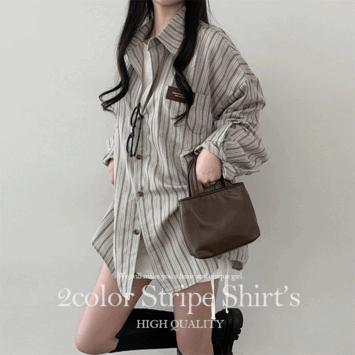 [간절기/봄셔츠] 이소 오버핏 옥스포드 스트라이프 셔츠 (2color) - 더핑크