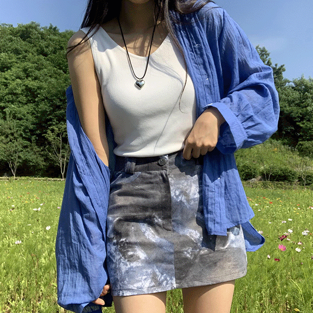 테느 루즈핏 시스루 셔츠 남방 (6color) [여름신상/살탐방지/장마룩/수영복커버업/흠뻑쇼/싸이/파란옷] - 더핑크
