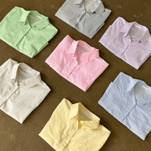 [여름셔츠/7컬러핏보장!] 피플 세로 단가라 크롭 반팔 셔츠 남방 (7color) - 더핑크