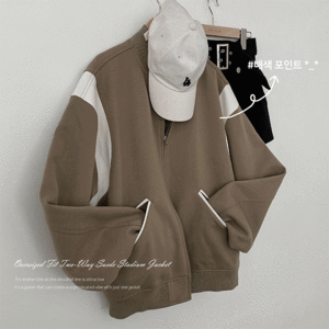[남녀공용/고퀄/힙유니크] 글리 오버핏 투웨이 스웨이드 스타디움 자켓 (2color) - 더핑크