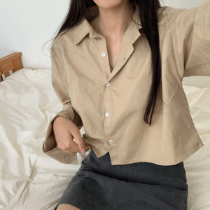 로일 크롭 오버핏 카라 셔츠 (6color) [데일리룩/오피스룩] - 더핑크