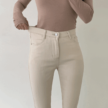 리니아 하이웨스트 일자핏 기모 밴딩 팬츠 (2color) [데일리/캐주얼/출근룩/바지/속밴딩/아이보리/백바지/흰색바지] - 더핑크