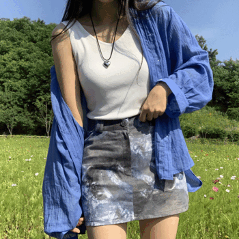 테느 루즈핏 시스루 셔츠 남방 (6color) [여름신상/살탐방지/장마룩/수영복커버업/흠뻑쇼/싸이/파란옷] - 더핑크