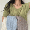 [허리잘록!/예쁜색감] 듀옐 유넥 꽈배기 반팔 니트 (9color) - 더핑크