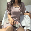 [몸매보정!/심쿵핏] 제린 스퀘어넥 퍼프 반팔 미니 원피스 (3color) - 더핑크