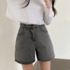 [허리조절/소장각!] 라밍 빈티지 투버튼 하이웨스트 숏 데님 팬츠 (2color) - 더핑크