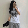 [데일리강추템!/빈티지] 야티 레터링 프린팅 라운드넥 반팔 티셔츠 (2color) - 더핑크