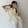 [편안함/44-66]] 로우 포켓 카라 소매 롤업 반팔 셔츠 (4color) - 더핑크