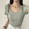 [러블리/모델강추!] 유니스 어깨 리본 숄더 골지 반팔티 (3color) - 더핑크