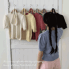 하젤 루즈핏 퍼프 반팔 니트+파우치 가방 set (7color) [봄니트/간절기/새학기/캠퍼스룩/청바지코디] - 더핑크