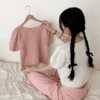 슬론 루즈핏 퍼프 반팔 니트(4color) [봄니트/간절기/핑크/새내기/대학생룩] - 더핑크