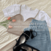 뉴안 루즈핏 퍼프 크롭 뷔스티에 블라우스 (2color) [여름신상/벚꽃룩/캠퍼스룩/피크닉/청바지코디] - 더핑크