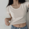 [1+1할인]니룬 슬림 쫀쫀 크롭 무지 반팔티 (6color) [흰티/여름티/여름신상/해외/유넥/페스티벌] - 더핑크